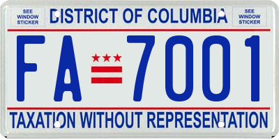 DC license plate FA7001