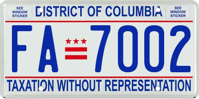 DC license plate FA7002