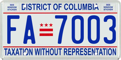 DC license plate FA7003