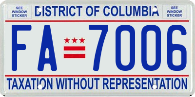 DC license plate FA7006