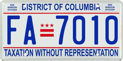 DC license plate FA7010