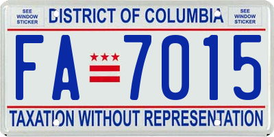 DC license plate FA7015