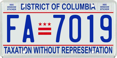 DC license plate FA7019