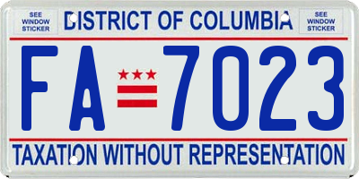 DC license plate FA7023