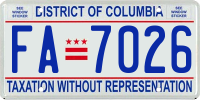 DC license plate FA7026