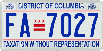 DC license plate FA7027