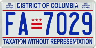 DC license plate FA7029