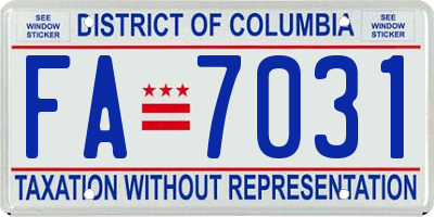 DC license plate FA7031