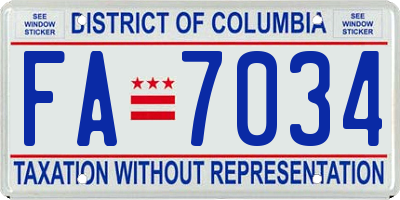 DC license plate FA7034