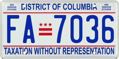 DC license plate FA7036