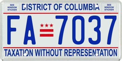 DC license plate FA7037