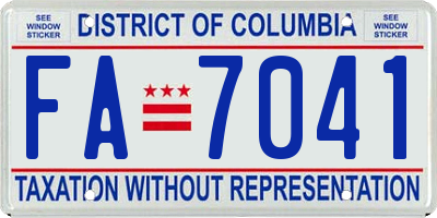 DC license plate FA7041