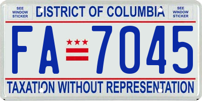 DC license plate FA7045