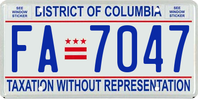 DC license plate FA7047