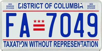 DC license plate FA7049