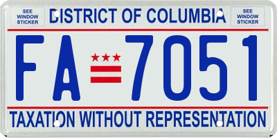 DC license plate FA7051