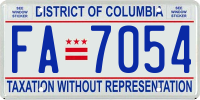 DC license plate FA7054