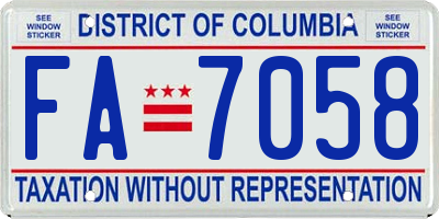 DC license plate FA7058