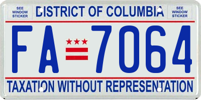 DC license plate FA7064