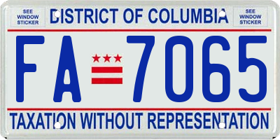 DC license plate FA7065