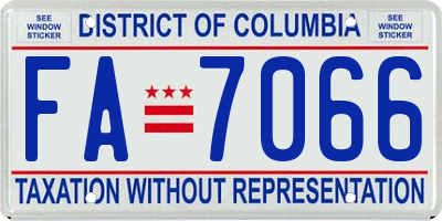 DC license plate FA7066