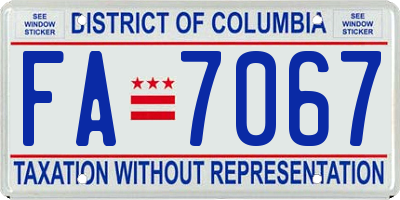 DC license plate FA7067