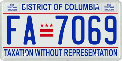 DC license plate FA7069