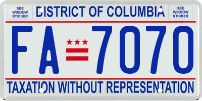 DC license plate FA7070