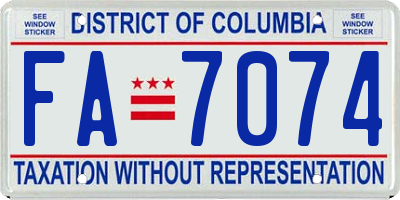 DC license plate FA7074