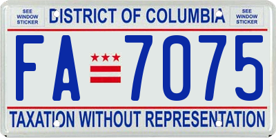 DC license plate FA7075