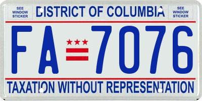 DC license plate FA7076