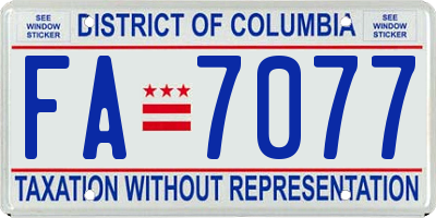 DC license plate FA7077