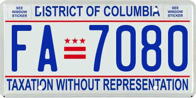 DC license plate FA7080