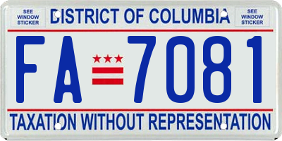 DC license plate FA7081