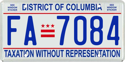 DC license plate FA7084