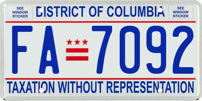 DC license plate FA7092