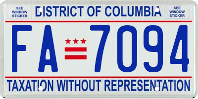 DC license plate FA7094