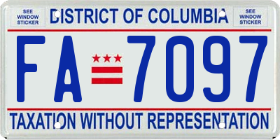 DC license plate FA7097