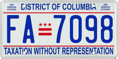 DC license plate FA7098