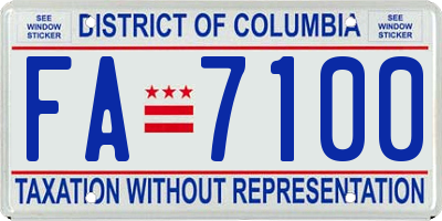 DC license plate FA7100