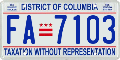 DC license plate FA7103