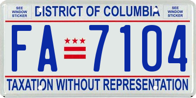 DC license plate FA7104