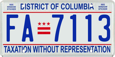 DC license plate FA7113