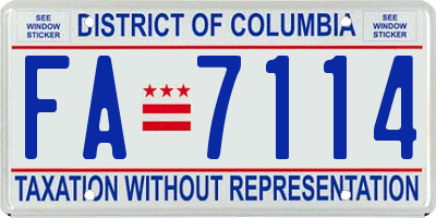 DC license plate FA7114