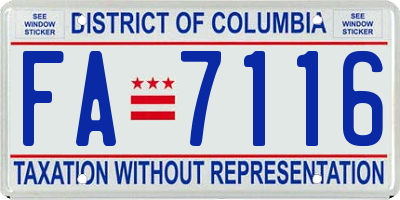 DC license plate FA7116