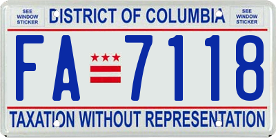 DC license plate FA7118