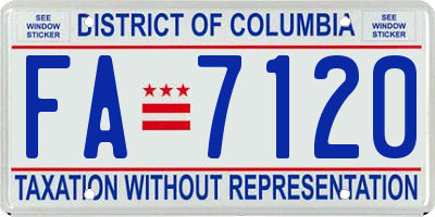 DC license plate FA7120