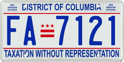 DC license plate FA7121