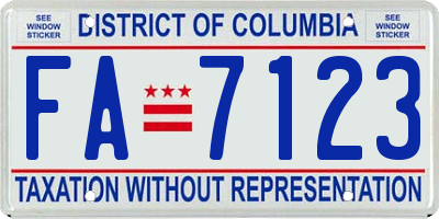 DC license plate FA7123