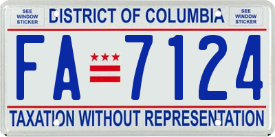 DC license plate FA7124